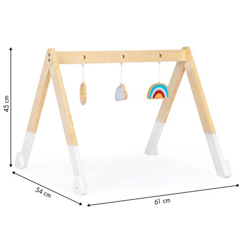 Dječji drveni gimnastički stalak s igračkama slika 5