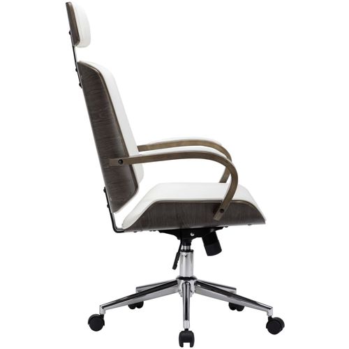 Okretna uredska stolica od umjetne kože i savijenog drva bijela slika 9