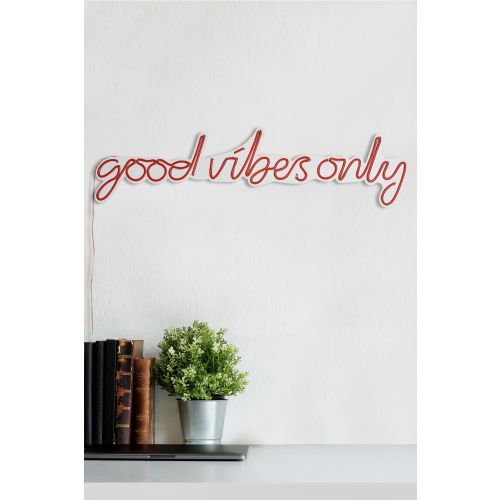 Wallity Good Vibes Only - Crveno Dekorativno Plastično Led Osvetljenje slika 4