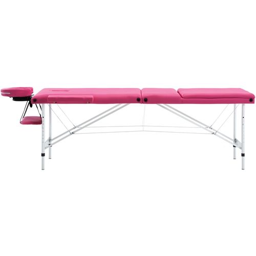 Sklopivi masažni stol s 3 zone aluminijski ružičasti slika 36