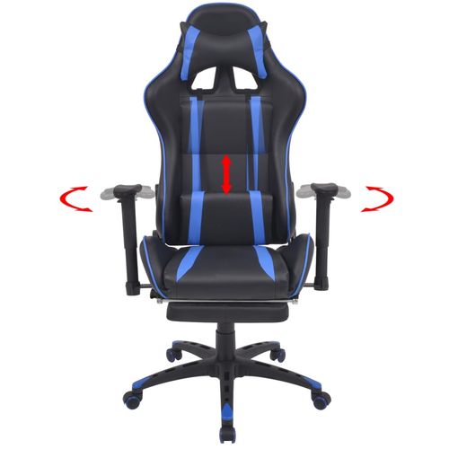 Podesiva igraća uredska stolica s osloncem za noge plava slika 22