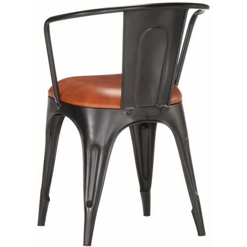 Blagovaonske stolice od prave kože 6 kom smeđe slika 5