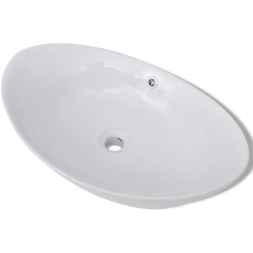 Luksuzni keramički bijeli ovalni umivaonik sa preljevom, 59 x 38,5 cm slika 32
