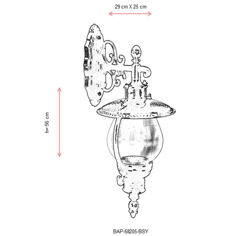 BAP-68205-BSY Crna Spoljna Zidna Lampa slika 3