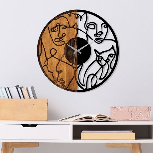 Wallity Ukrasni drveni zidni sat, Wooden Clock - 81 slika 1