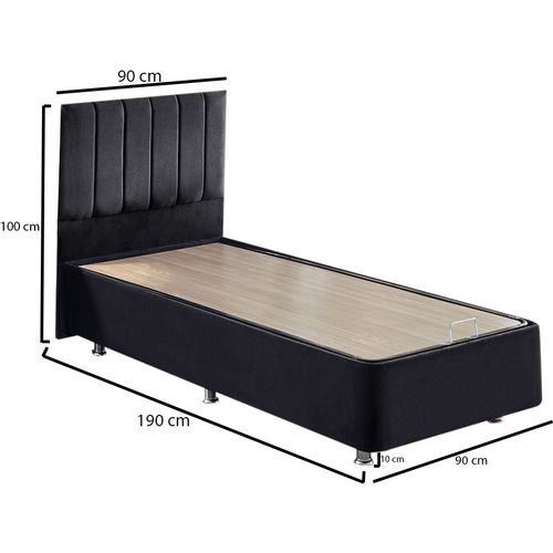Woody Fashion Osnova i uzglavlje kreveta za jednu osobu, Crno, Ela Single - Black (90 x 190) slika 6