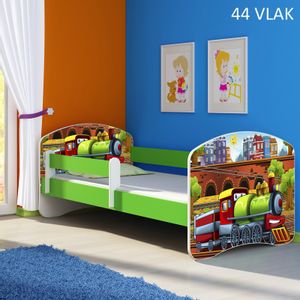 Dječji krevet ACMA s motivom, bočna zelena 160x80 cm - 44 Vlak
