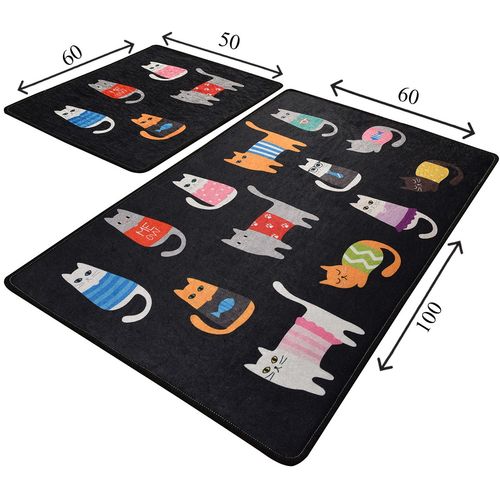 Black Cats Multicolor Bathmat Set (2 Pieces) slika 3