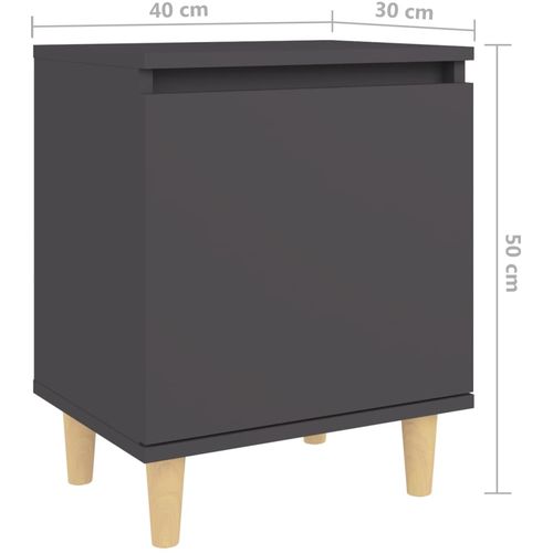 Noćni ormarić s nogama od masivnog drva sivi 40 x 30 x 50 cm slika 8