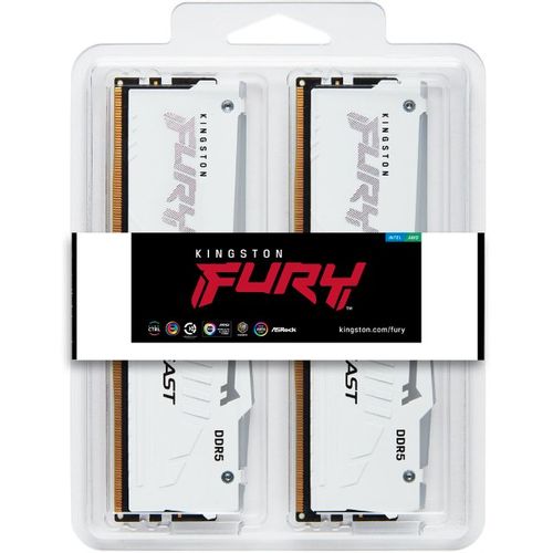 KINGSTON DIMM DDR5 64GB (2x32GB kit) 5200MT/s KF552C40BWAK2-64 Fury Beast RGB White XMP slika 3
