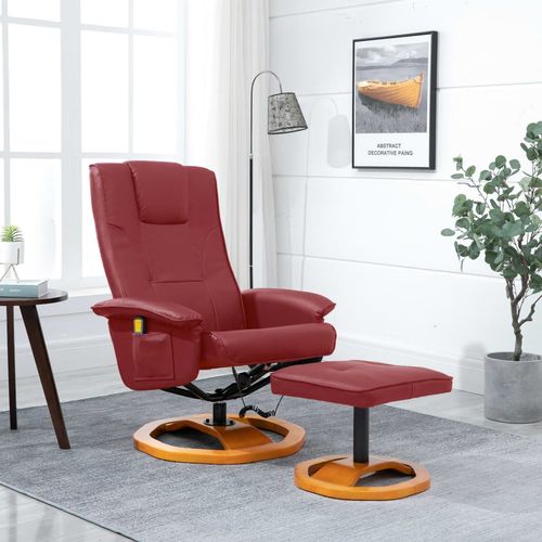 Masažna fotelja s osloncem od umjetne kože crvena boja vina slika 1