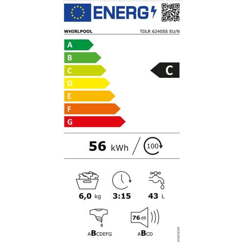 Whirlpool TDLR 6240SS EU/N Veš mašina sa gornjim punjenjem, 6 kg, 1200 rpm, 6th SENSE, Širina 40 cm slika 8