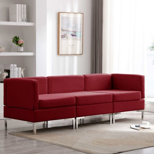 3-dijelni set sofa od tkanine crvena boja vina slika 1
