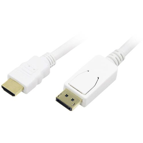 LogiLink DisplayPort / HDMI adapterski kabel DisplayPort utikač, HDMI A utikač 2.00 m bijela CV0055 pozlaćeni kontakti DisplayPort kabel slika 1