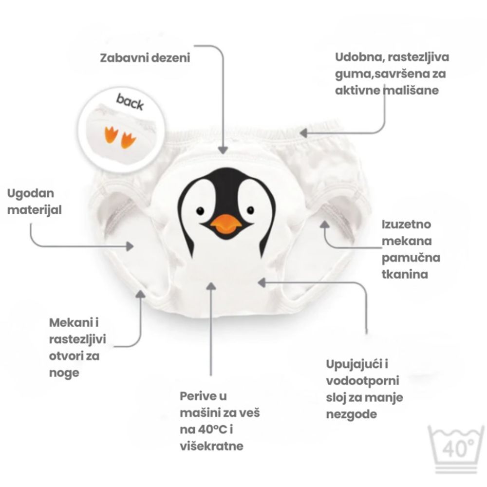 My Little Pamučne višekratne gaćice za odvikavanje od pelena, 3kom (18-24m) - Pingvin slika 3