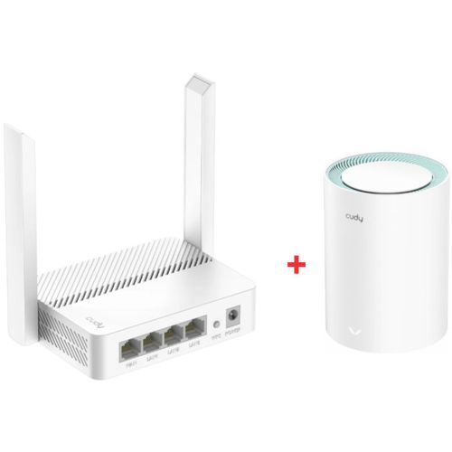 Cudy SET * WR300 N300 Wi-Fi Router + M1300 1-pack AC1200 MESH (3999) slika 8