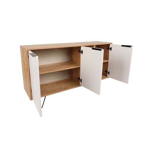 Woody Fashion Komoda, hrastBijela boja, Clara Console - Oak, White slika 8