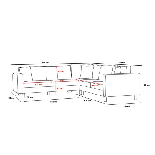 Atelier Del Sofa Berlin - Krem, Zlatna Krem Ugaoni Kauč slika 7