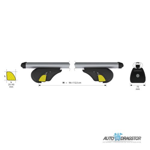 KROVNI NOSAČI "RAIL-TOP"ALU ŠIPKE SET 120CM MAX. RASTOJANJE IZMEDJU ŠINA NA KROVU 112.5CM,NOSIVOST 1 slika 4