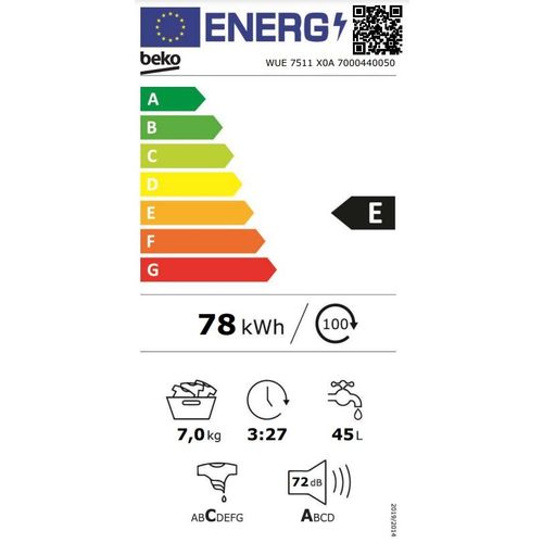 Beko WUE 7511 X0A Veš mašina, 7 kg, 1000 rpm,AquaWave tehnologija, OptiSense® Dubina 49 cm slika 6