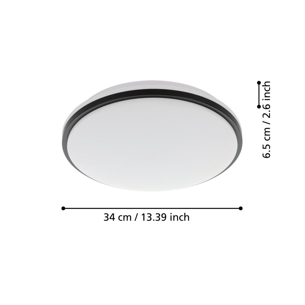 Eglo plafonjera 'Pinetto' LED, 18W, promjer 340mm, IP44, bijela/crna slika 4