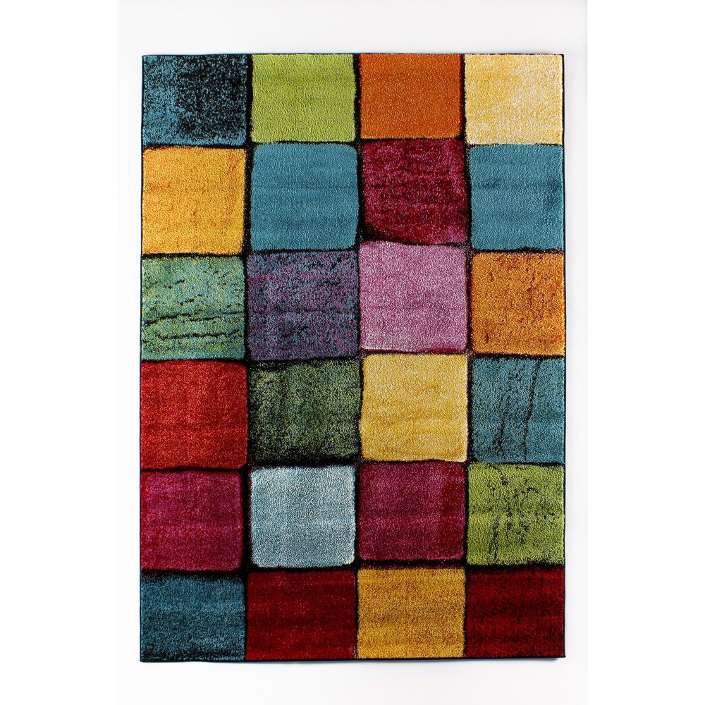 TANKI Tepih Renkli Kare Multicolor (140 x 200 cm) slika 3