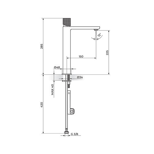 Rosan S.2 BLACK - GOLD Baterija za lavabo  L  - hladna voda slika 2