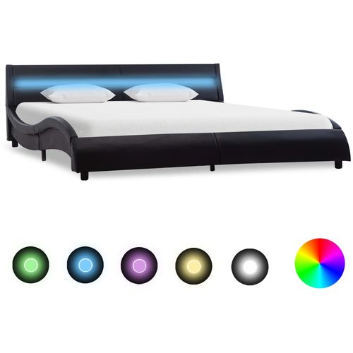 Okvir za krevet od umjetne kože s LED svjetlom crni 160x200 cm slika 1