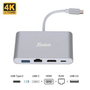 Xwave Adapter USB3.1 Tip-C na HDMI USB3.0,RJ45