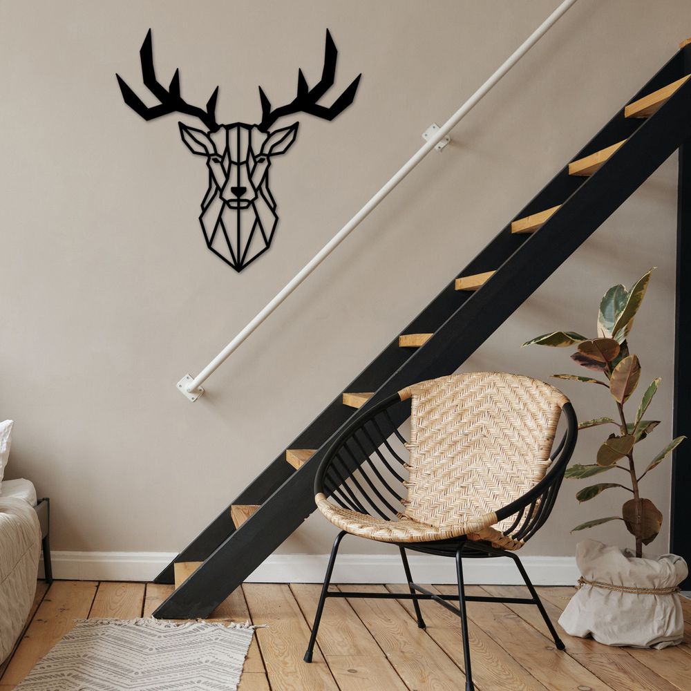Deer2 Metalni Ukras - Crni Dekorativni Metalni Zidni Dodatak slika 2