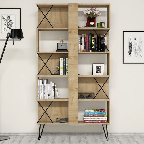 Extra 2 - Oak OakBlack Study Desk & Bookshelf slika 4