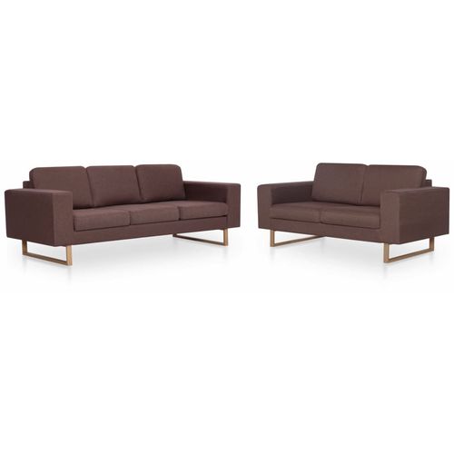 2-dijelni set sofa od tkanine smeđi slika 26