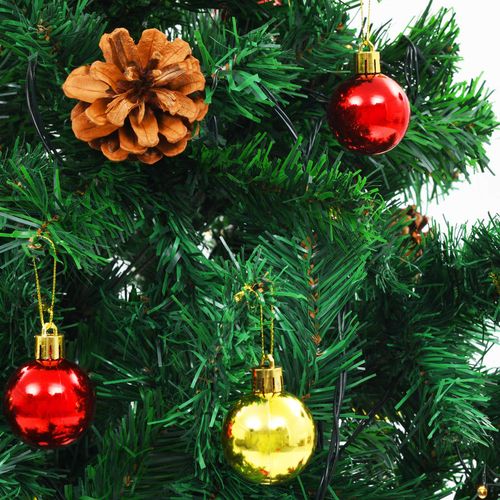 Umjetno božićno drvce ukrašeno s kuglicama i LED žaruljicama 180 cm zeleno slika 44