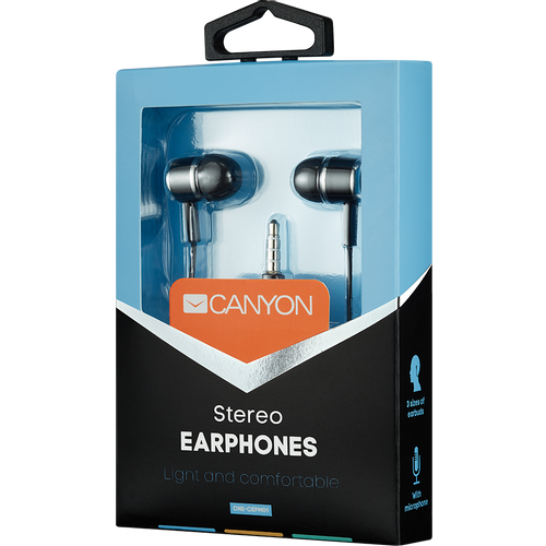 CANYON Stereo earphones with microphone, Black slika 2
