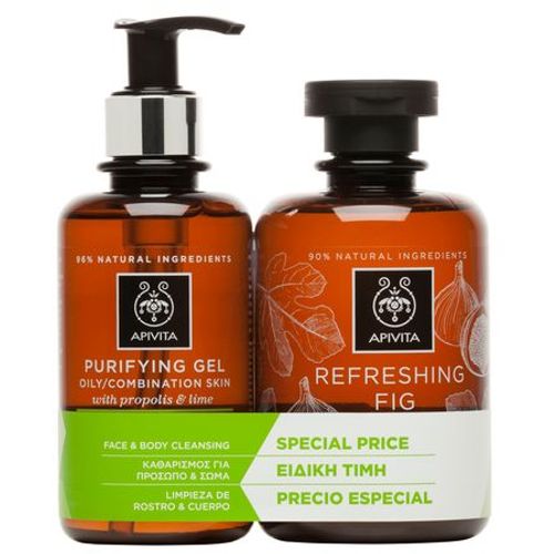 Apivita Promo Pack Refreshing Fig gel  za tuširanje (300ml) + Gel za čišćenje lica (200ml) slika 2