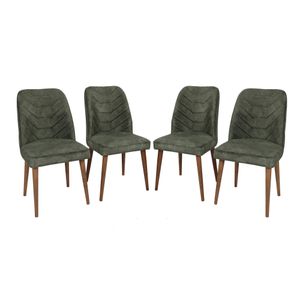 Hanah Home Dallas 558 V4  Walnut
Dark Green Chair Set (4 Pieces)