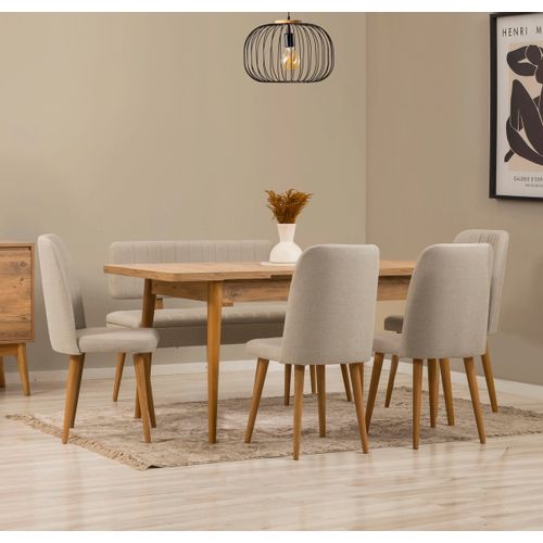 Vina - Atlantic Pine, Cream Atlantic Pine 
Cream Extendable Dining Table & Chairs Set (6 Pieces) slika 2