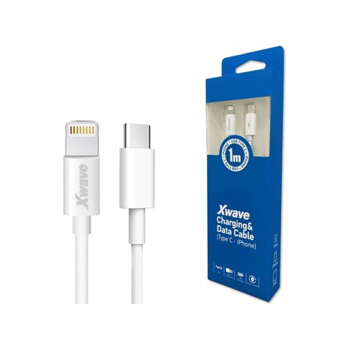 Xwave Kabl USB Tip-C za IPHONE-1M 3A,lightning aluminium,PVC beli slika 1