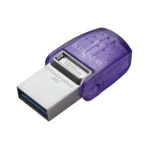 Kingston DTDUO3CG3/128GB 128GB USB Flash Drive, 2-in-1 USB 3.2 Gen.1 Type-C & Type-A, DataTraveler microDuo 3C, Read up to  200MB/s