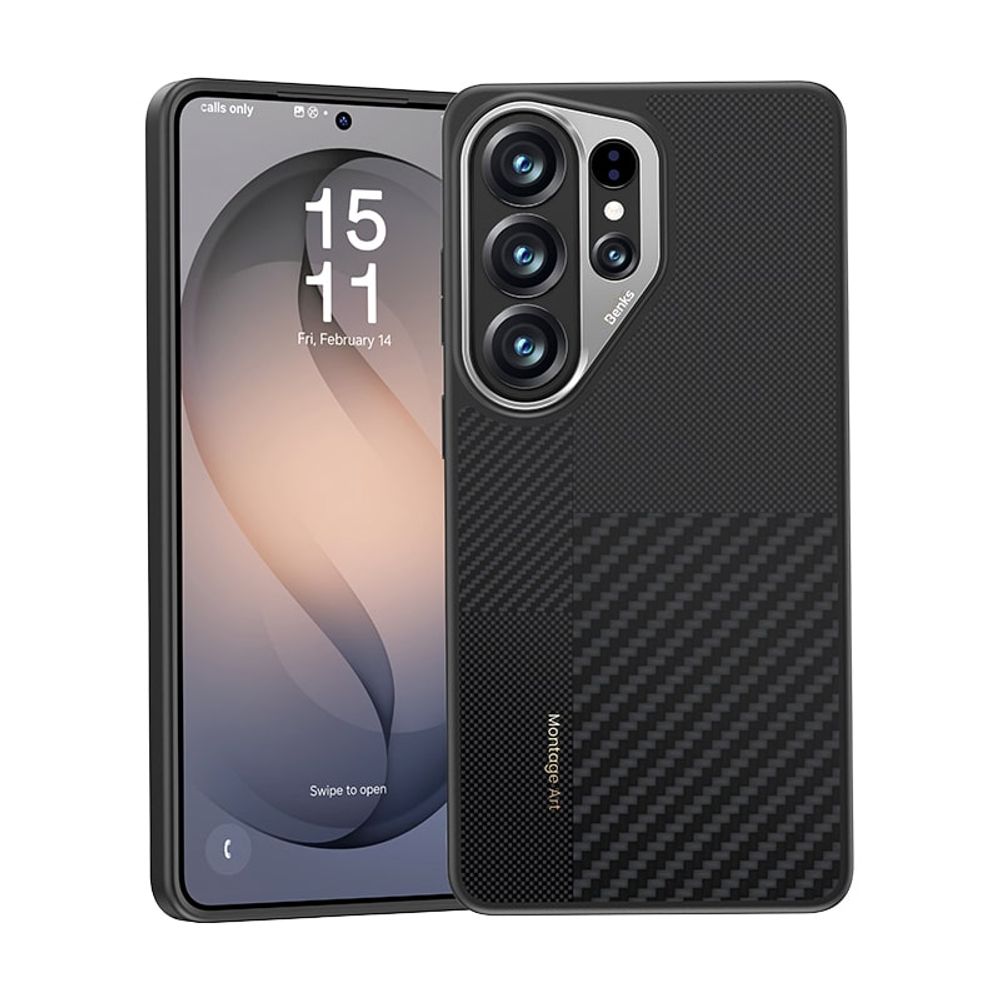 Benks Montage Magnetic Armor Pro Kevlar maska ​​s metalnim okvirom za Samsung Galaxy S26 Ultra crna slika 1