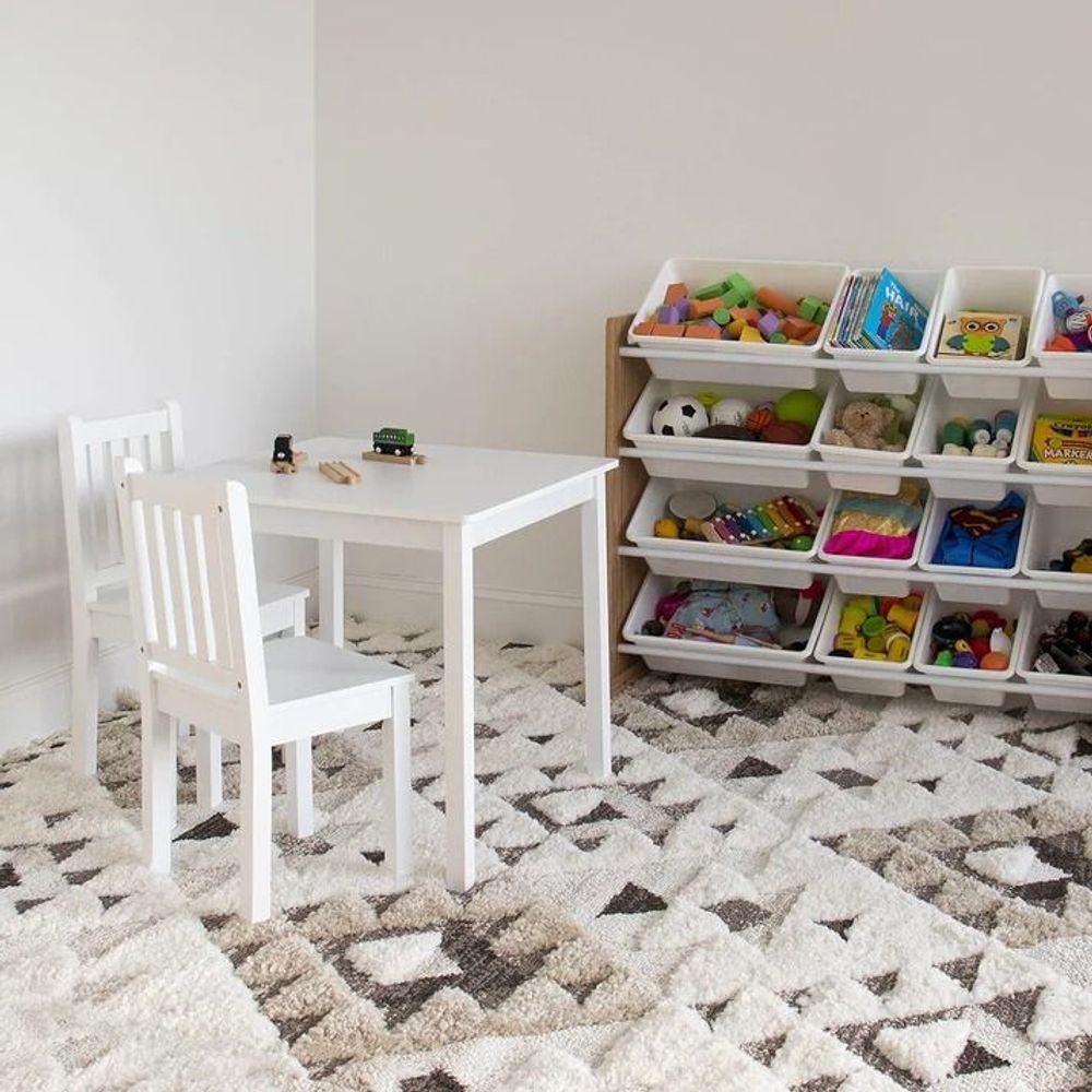 Kinder Home Dječiji drveni sto sa dvije stolice, Bijeli slika 17