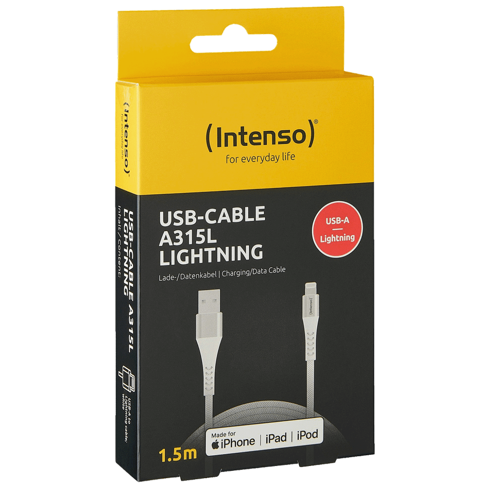 (Intenso) USB kabl za smartphone, USB - A to Lightning, 1.5 met. - USB-Cable A315L slika 1