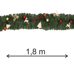 Božićna dekoracija - Girlanda - Crveno/Zlatna boja
