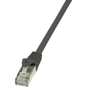 LogiLink CP1073S RJ45 mrežni kabel, Patch kabel cat 5e F/UTP 5.00 m crna sa zaštitom za nosić 1 St.