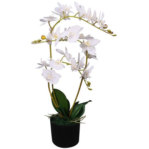 Umjetna orhideja s posudom 65 cm bijela slika 2