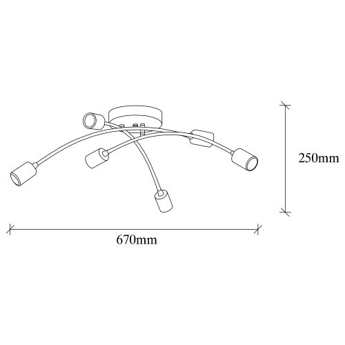 Opviq Visilica BANANA crna- vintage, metal, 67 x 67 cm, visina 25 cm, 6 x E27 40 W, Banana - 1142 slika 3