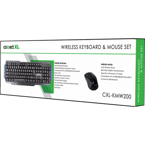 Connect XL Tipkovnica + miš, bežični set, 2.4GHz - CXL-KMW200 slika 2