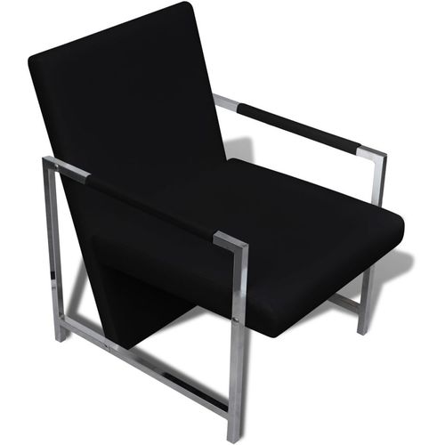 Fotelje od umjetne kože s kromiranim okvirom 2 kom crne slika 18