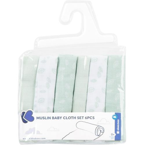 Kikka Boo muslin krpice 6 kom 30x30 - Leaves Mint  slika 2