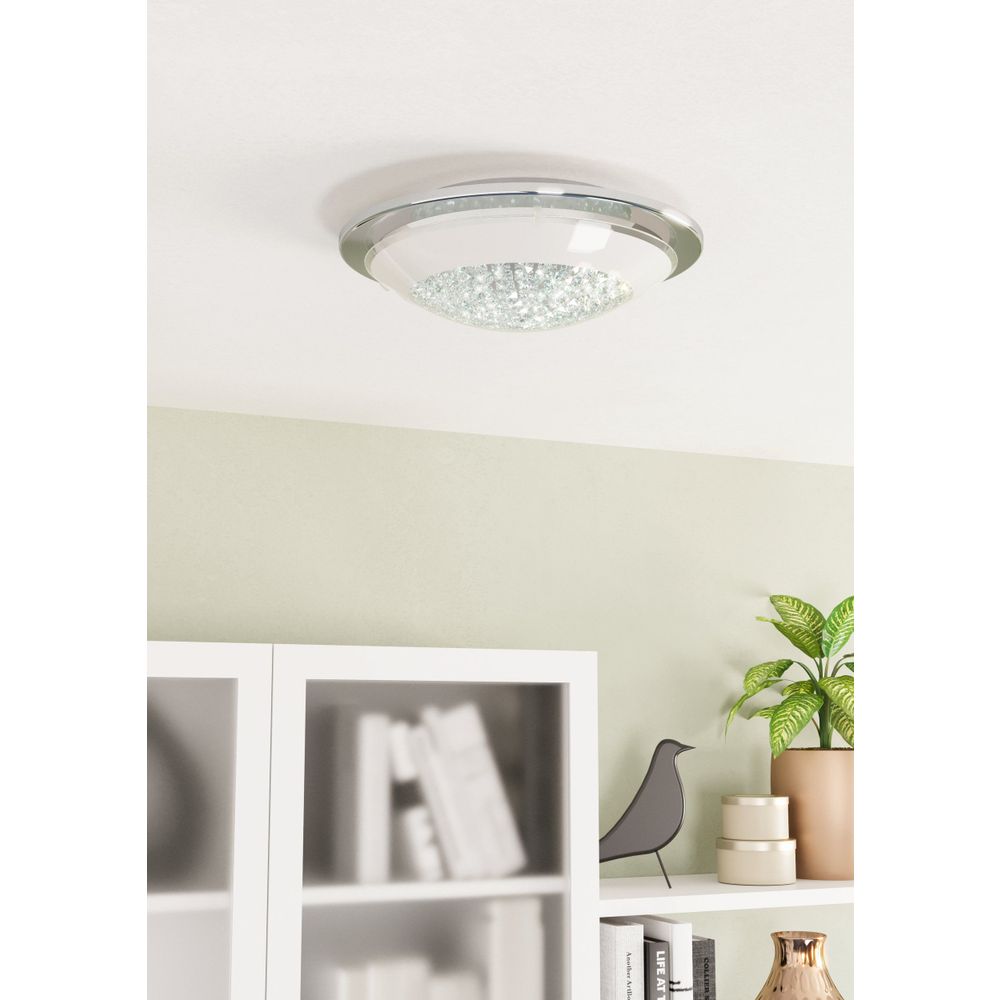 Eglo Acolla Plafonjera sa LED Osvjetljenjem, 11W, 950lm, Promjer 290mm, Krom/Staklo/Kristali slika 2